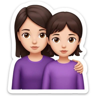 Big sister and little sister with dark brown hair sticker