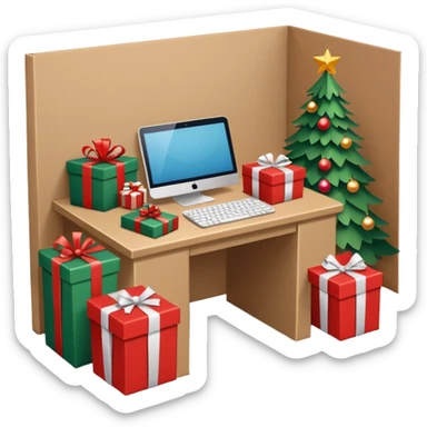 create a realistic christmas packaging working station sticker