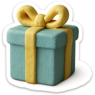 claymation style 3D gift box with pastel colors sticker