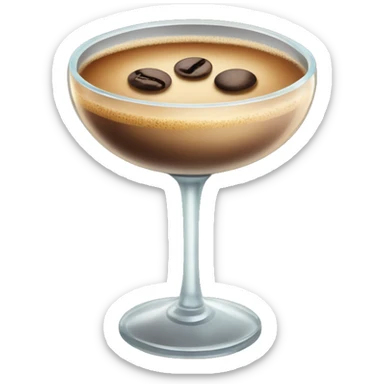 Cute espresso martini in oval vintage glass with coffee beans on top sticker