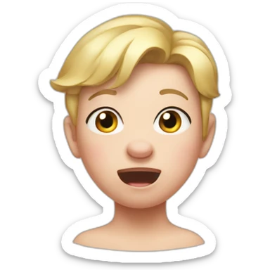 squealing pig with short blonde hair sticker