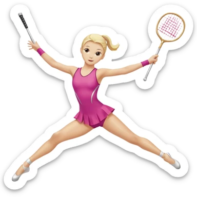 blonde rhythmic gymnast with clubs, mid-spin sticker