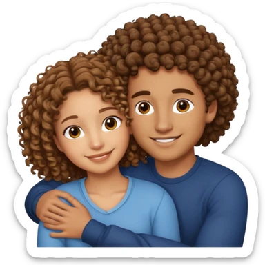 cuddling couple lightskinned male, brownskin girl with curly hair sticker
