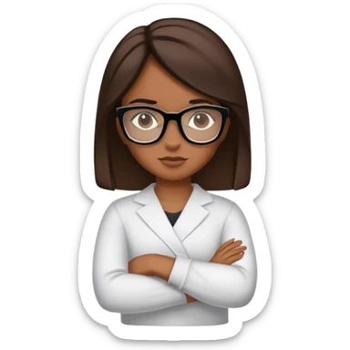 Girl with black glasses brown hair and crossing arms sticker