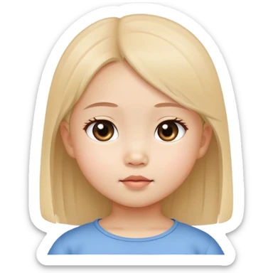 toddler girl face, Asian eyes, light skin, straight hair, no neck sticker