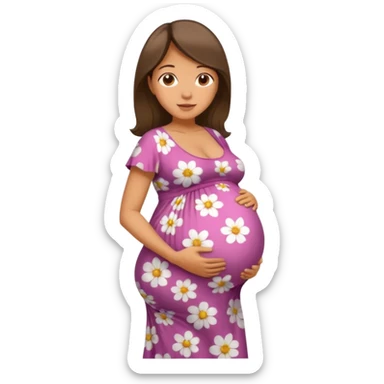 heavily pregnant woman with very very large overdue  quadruplets belly sticker