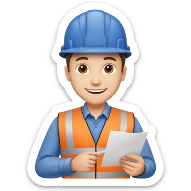 railway engineer carrying a piece of paper in front of him sticker