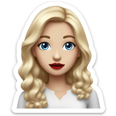 Realistic girl, blue eyes, red lipstick and fantastic  sticker