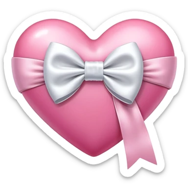 Pink heart with white bow  sticker