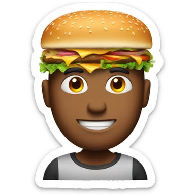  man with Burger as a head sticker
