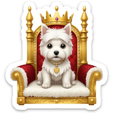 a cute west highland terrier sitting on a throne sticker