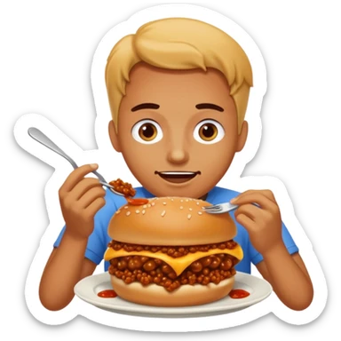 person eating sloppy joe sticker