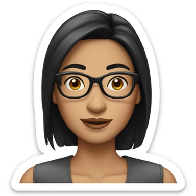 Create Disney woman emoji of woman with long straight black hair and glasses with fair skin sticker