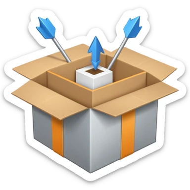 package box with arrows circling around it sticker