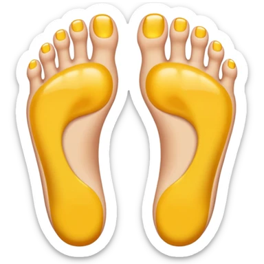 two feet side by side, toes visible, five toes each, shiny, perfectly orthopedic shape, emoji style sticker
