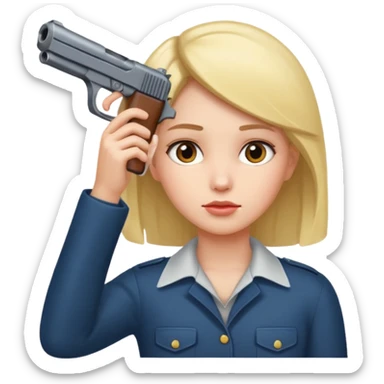 Girl holding a gun hand to head not real gun but made with a hand sticker