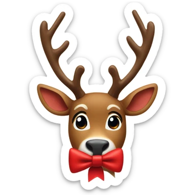 Rudolf with red bow sticker