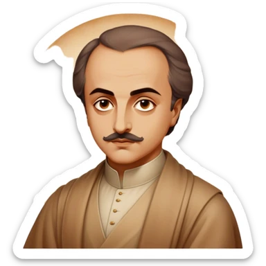 Cinematic Realistic Khalil Gibran Portrait Emoji, depicted as a poetic visionary with gentle thoughtful eyes in classic attire, rendered with soft textures and warm ethereal lighting that captures his literary spirit. sticker