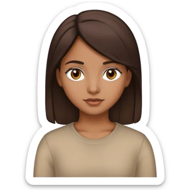 A brown girl, with medium dark brown hair, and dark brown eyes sticker