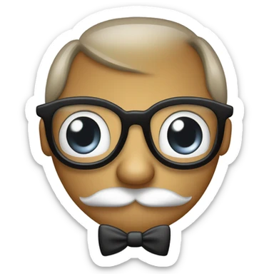Create a smart, witty emoji with a mischievous expression, glasses or a monocle, and a playful touch like a bowtie. Keep it minimalistic and unique. sticker