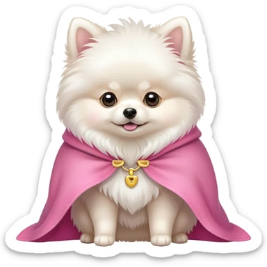 White Pomeranian with pink cloak sticker