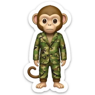 monkey wearing camo suit sticker