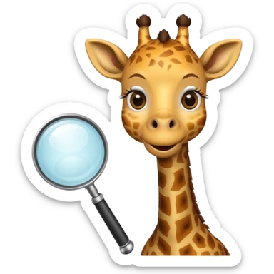 curious giraffe with creepy smile and with magnifying glass sticker