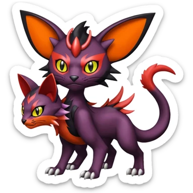 Dark exgy Liepard-Noivern-Litten-Sprigatito-Pokémon-fusion-creature (full body) sticker