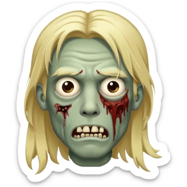 zombie guy with tired eyes and long blond hair  sticker
