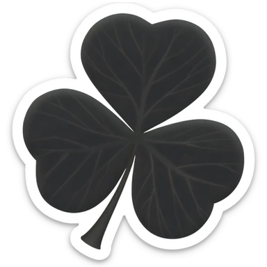 Full black colour  5 leaf clover with veins little visible sticker