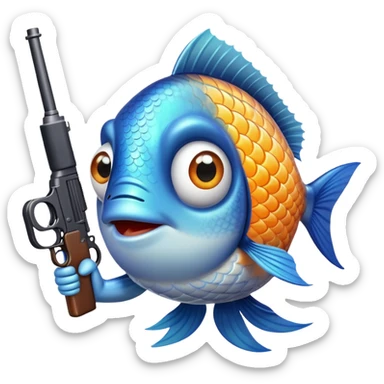 Fish with a gun  sticker
