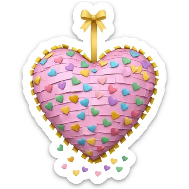 The heart is a pinata with confetti in soft pink, beige and yellow pastel light sticker