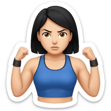 stocky woman running black hair sticker