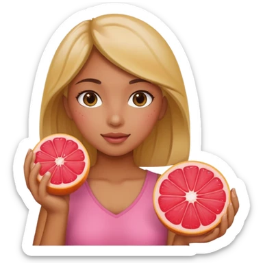 Girl holding grapefruit sticker