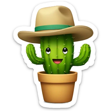 A cactus with a smiling face and a student hat  sticker