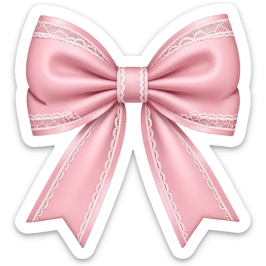 coquette style pink bow, soft and romantic, pastel pink, lace details, emoji size, no text sticker