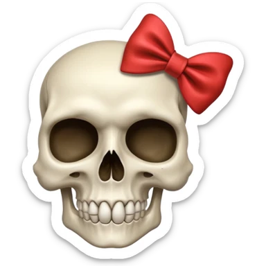  skull with small bow on side head sticker