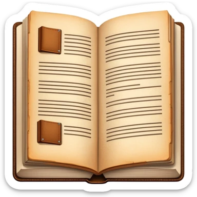 An open hardcover book white pages sticker