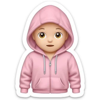 baby pink colour hoodie with hood emoji sticker