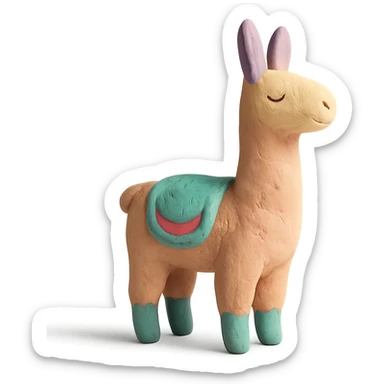 llama in claymation style with pastel colors sticker