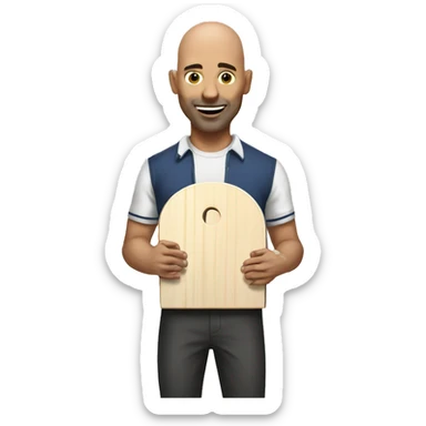 Bald man playing cornhole sticker