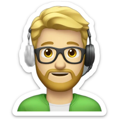 Blonde guy with beard and video game headset sticker