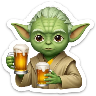 Yoda avec une bierre sticker