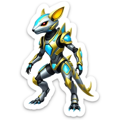 Shiny Epic Edgy Cool Colorful Vibrant Modern Vernid-Protogen-creature-animal, full body  sticker
