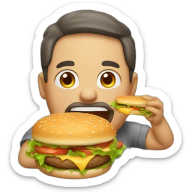 A man eat burger sticker