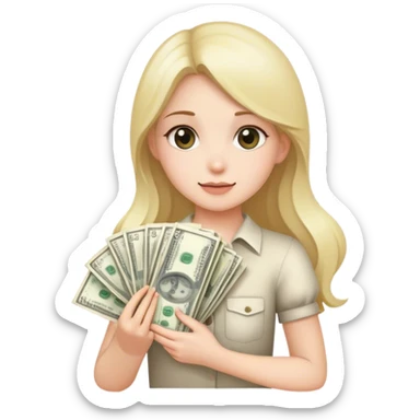Girl with lots of money sticker