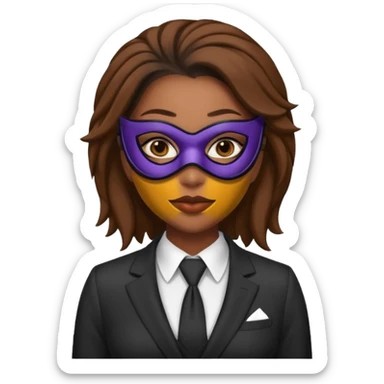 black woman in suit and mask sticker