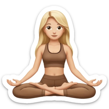 White girl with long blonde hair doing yoga brown set sticker