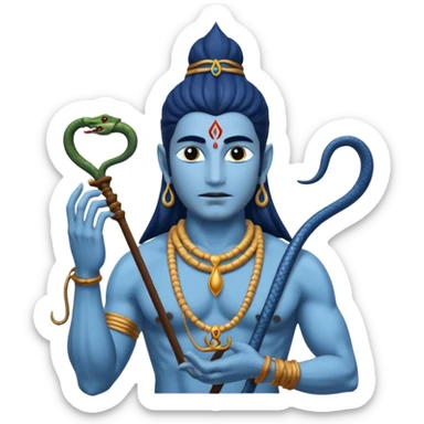 Mahadev real god  shiv not like cartoon  blue body and trishul and and had damru and nack around sanke  sticker