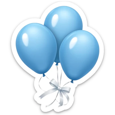 Pastel blue balloons tied together with a white ribbon sticker